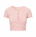 LoveShackFancy Lilifred Heart Argyle Knit Top Velour Pink
