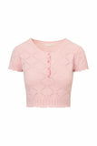 LoveShackFancy Lilifred Heart Argyle Knit Top Velour Pink