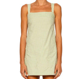 SIMKHAI Sloan Mini Dress Lime Gingham