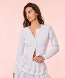 LoveShackFancy Rogan Pointelle Knit Cardigan Morning Sky
