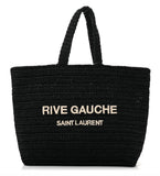 Saint Laurent Rive Gauche Raffia Tote Bag Black