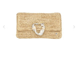 FloraBella Clara Crochet Raffia Clutch Natural/ Gold