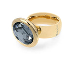 Qudo Tivola Big Crystal Night Stone Ring Gold