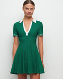 SIMKHAI Page Knit Polo Mini Dress Kelly Multi Green