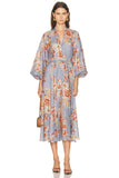 Zimmermann Awaken Billow Long Dress Chambray Floral