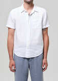 Citizens of Humanity Cairo Short Sleeve Linen Shirt White