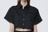 SIMKHAI Solange Cropped Shirt Black