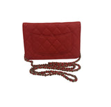 CHANEL Wallet On Chain Quilted Caviar Bag Red w/ Gold Hardware