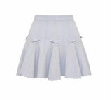 LoveShackFancy Meryl Rib Pointelle Mini Skirt Ice Blue